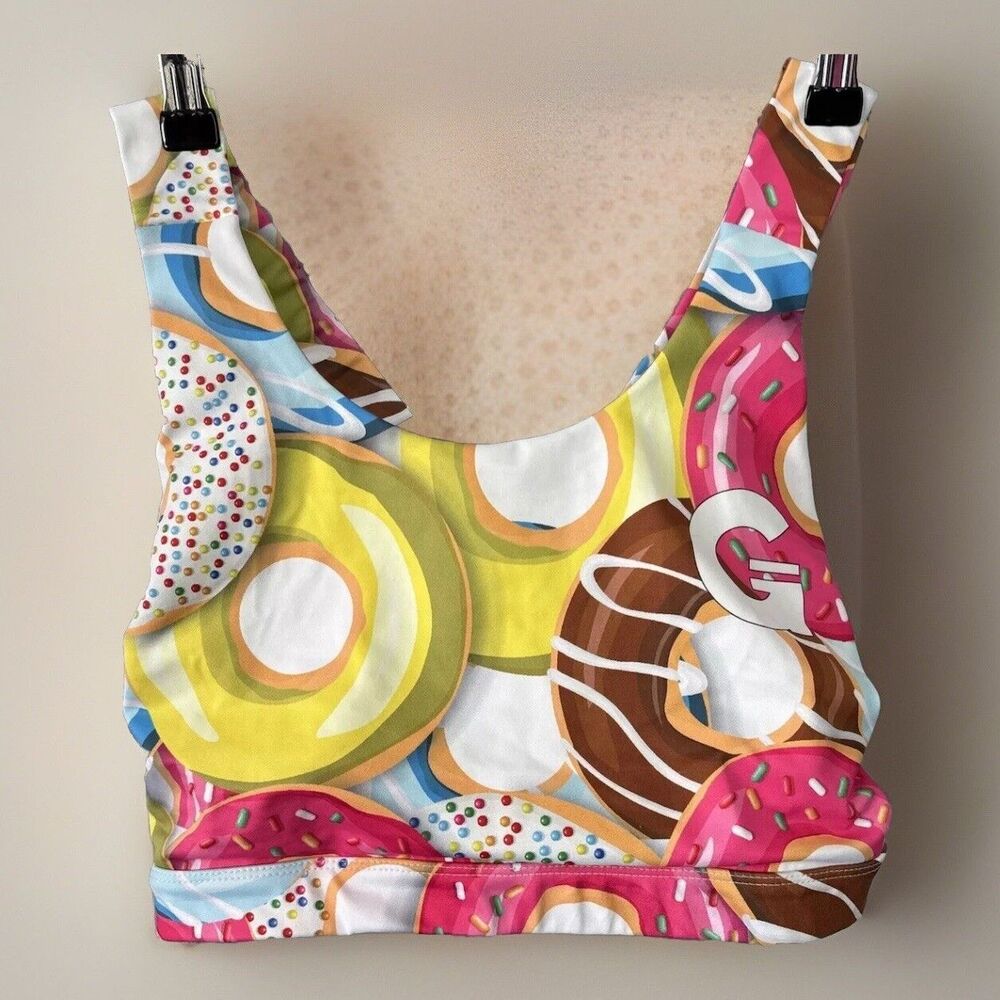 Colorful Donut Print Sports Bra